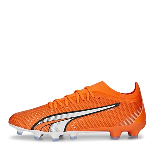 PUMA Męskie buty piłkarskie Match FG/AG, ultra pomarańczowe biało-niebieskie błyszczące, 40 EU