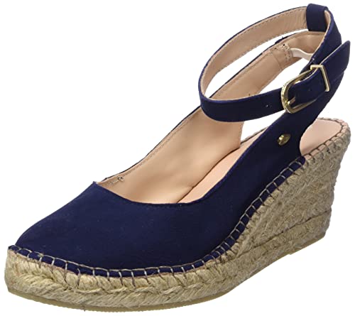 Fred de la Bretoniere Damskie sandały FRS0177 Luxury Suede Espadryle Wedge Sandał, ciemnoniebieskie, 41 EU, granatowy, 41 EU