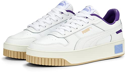 PUMA Damskie trampki uliczne Carina, Puma biała biała elektro fioletowa matowa kość słoniowa, 42.5 EU