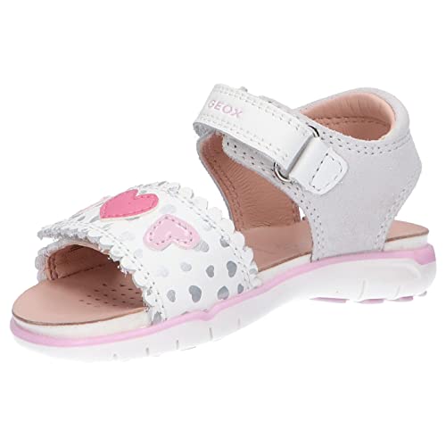 Geox Dziewczynki B Delhi dziewczęce sandały białe/różowe, 22 EU, White Pink, 22 EU