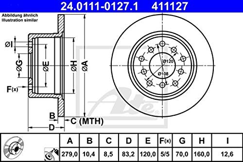 ATE TARCZA HAMULCOWA 24.0111-0127.1 OPEL MONZA 2.0E 83-84