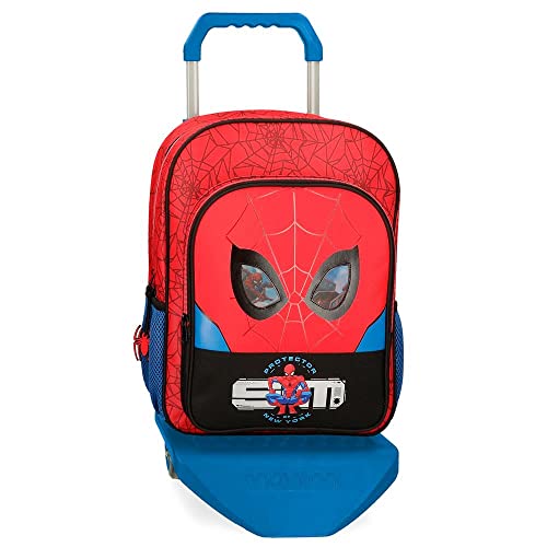 Marvel Spiderman Protector Plecak szkolny Dzieci, Czerwony, Mochila Escolar Adaptable a Carro, Plecak szkolny adaptacyjny do wózka