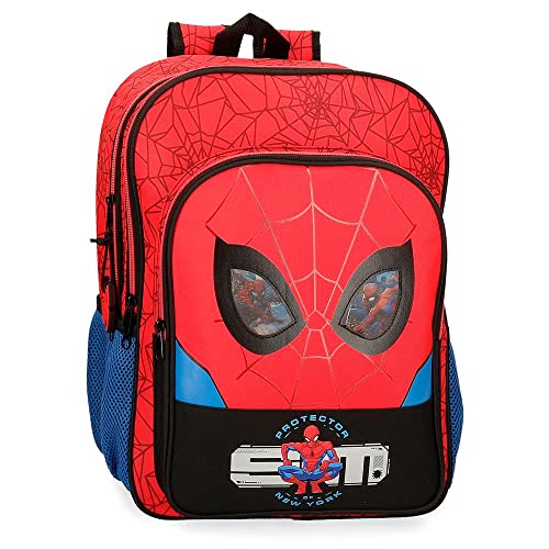 Marvel 2832421 Spiderman Protector Plecak szkolny, Podwójna przegródka, Czerwony, 30 x 40 x 13 cm, Poliester 15,6 l, Czerwony, Mochila Escolar Doble Compartimento, Podwójny plecak szkolny