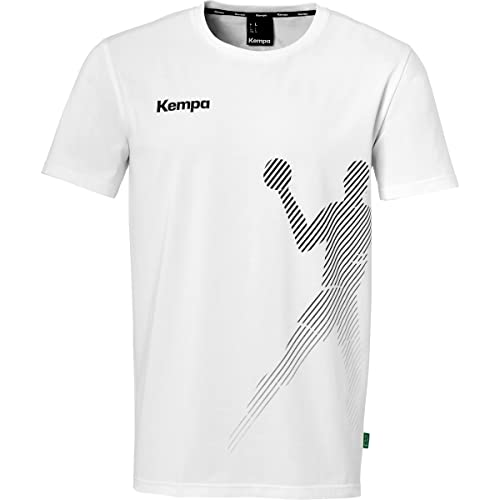 Kempa T-Shirt Black & White z prążkowanym kołnierzem bawełna koszulka męska - z nadrukiem gracza - sportowa fitness piłka ręczna - biała - rozmiar XXXL