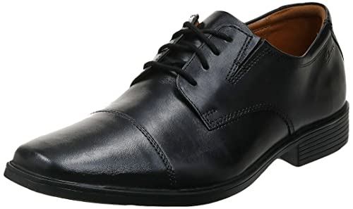 Clarks Męska czapka Tilden Derbys, Czarna skóra, 44 EU