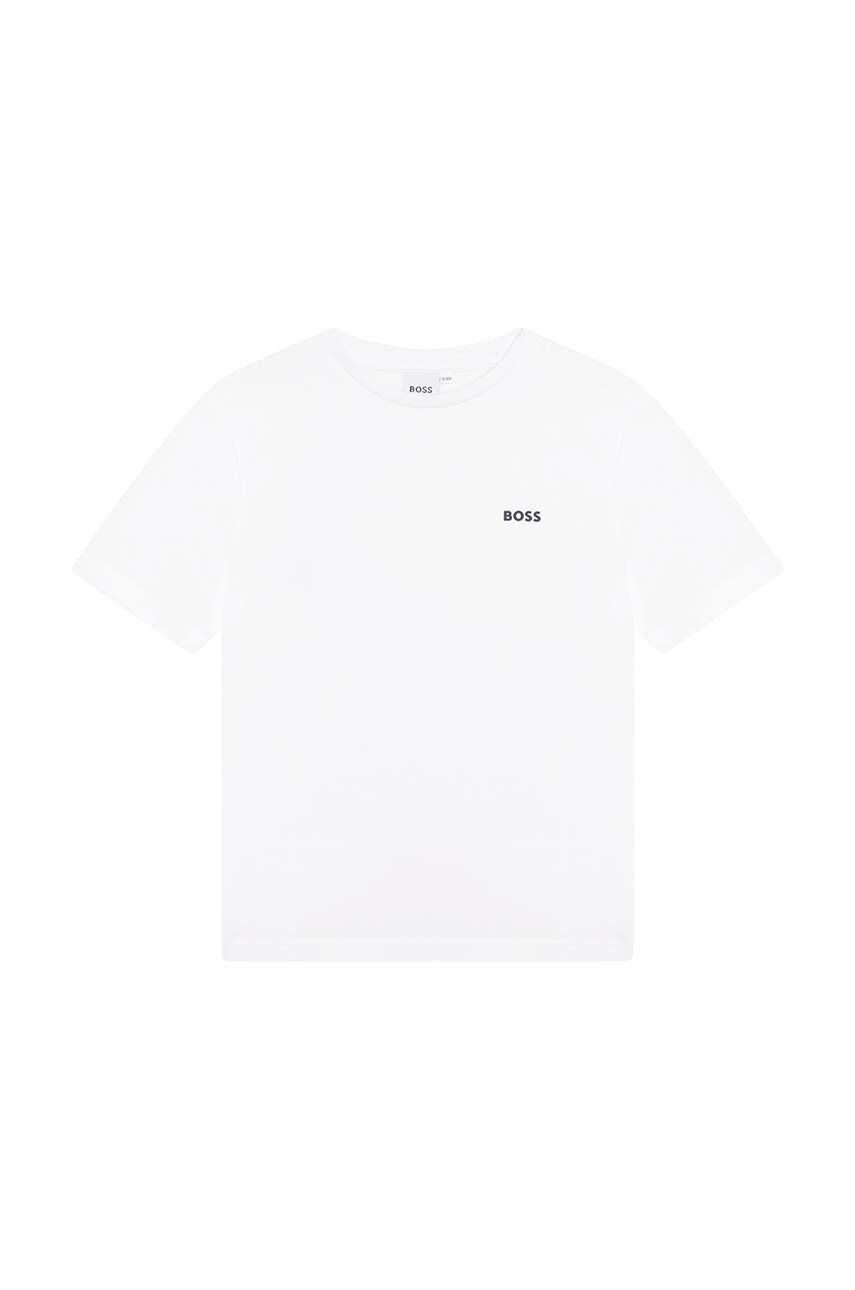 BOSS t-shirt bawełniany dziecięcy kolor biały gładki - Boss