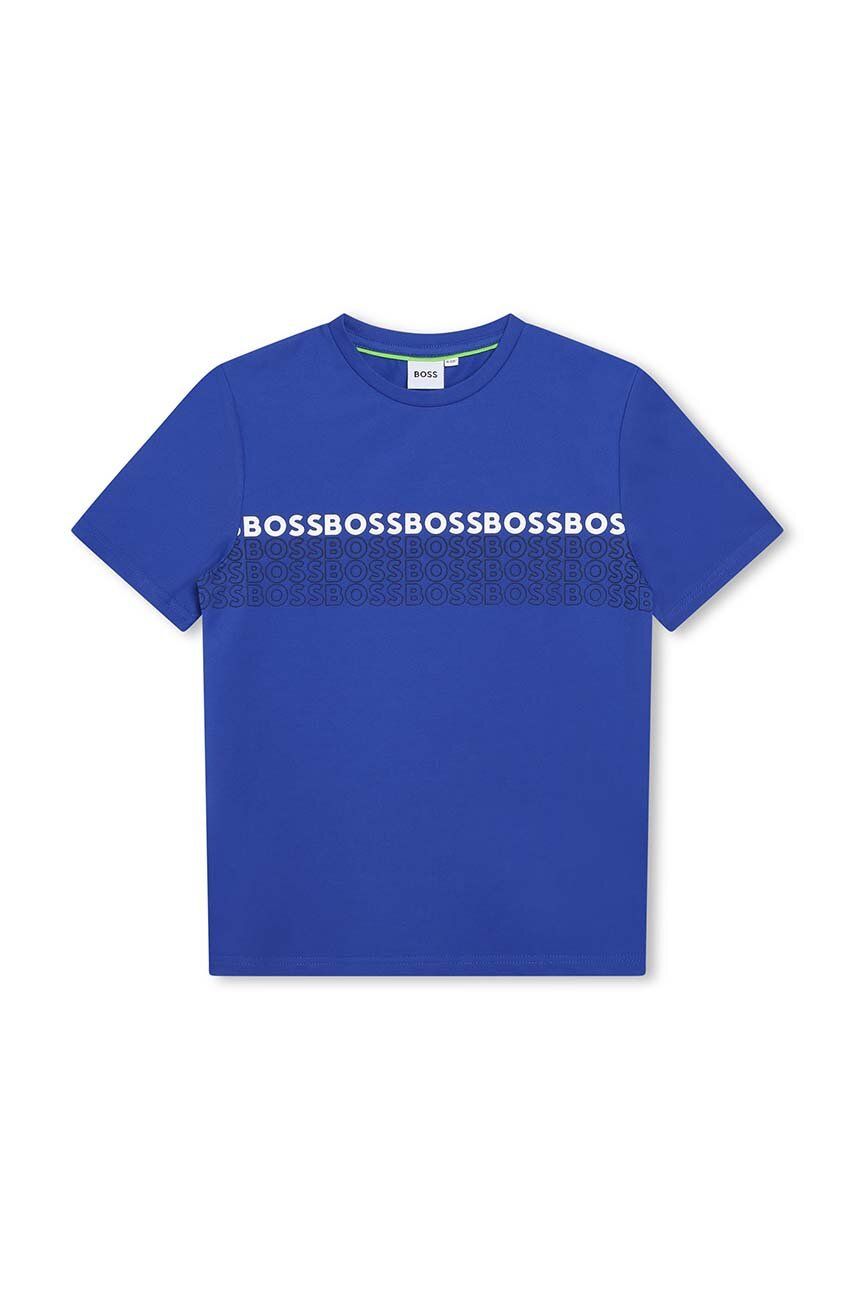 BOSS t-shirt dziecięcy kolor niebieski z nadrukiem - Boss
