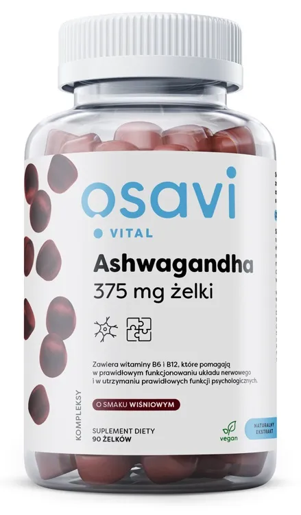 Osavi - Ashwagandha 375 mg, Wiśnia, 90 żelek