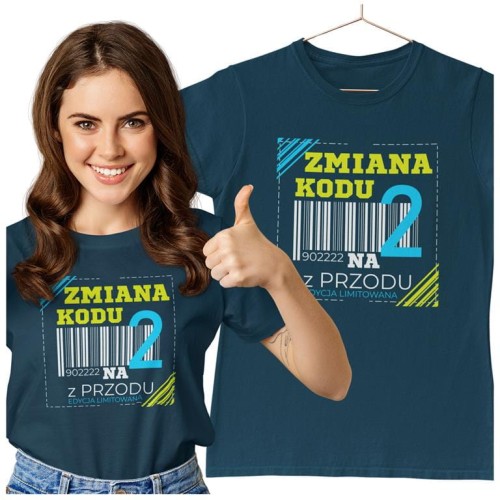 KOSZULKA DLA KOBIETY NA 20 URODZINY ZMIANA KODU NA 2 Z PRZODU DTF