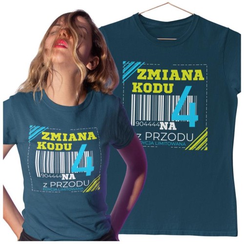 KOSZULKA DLA KOBIETY NA 40 URODZINY ZMIANA KODU NA 4 Z PRZODU DTF