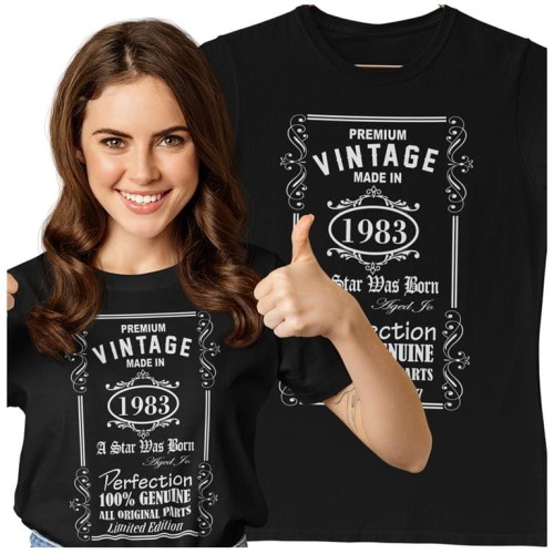 KOSZULKA DLA KOBIETY NA 40 URODZINY PREMIUM VINTAGE 1983