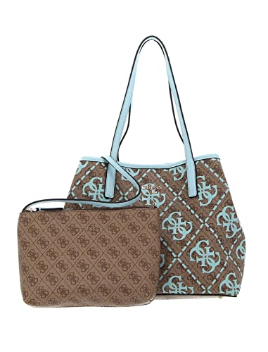 Guess Vikky Tote, Damska torba, Logo Latte/Ice Blue, jeden rozmiar, Logo Latte/Ice Blue