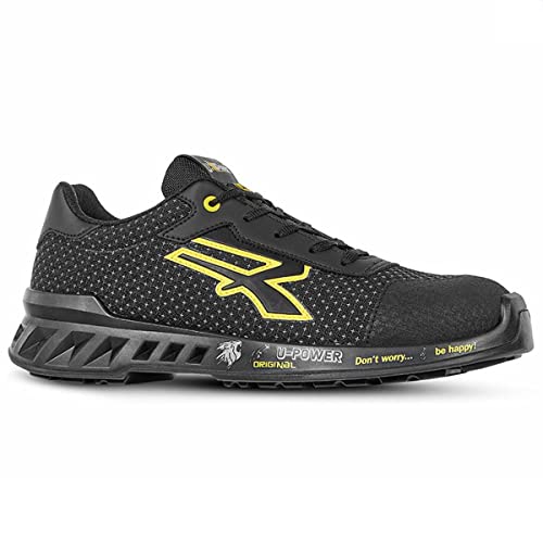 U POWER Niskie Buty Matt S3 SRC Ci ESD RV20014 Czerwone Dźwignie, Czarny, 42 EU