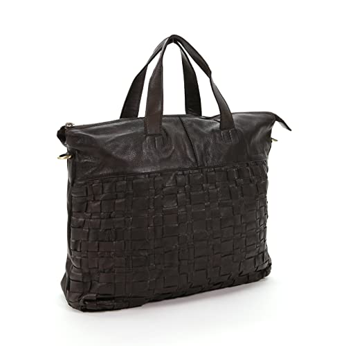 Abbacino pleciony skórzany worek shopper, Zielony
