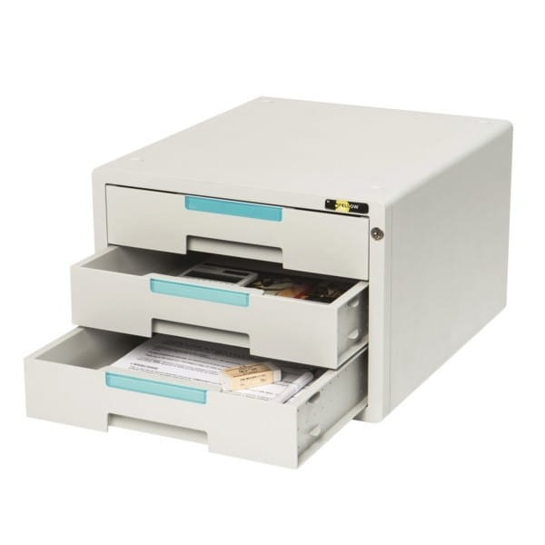 Pojemnik z 3 szufladami plastikowy na zamek YELLOW ONE GRAND YL-SP03GY szaro-niebieski /120-1895/