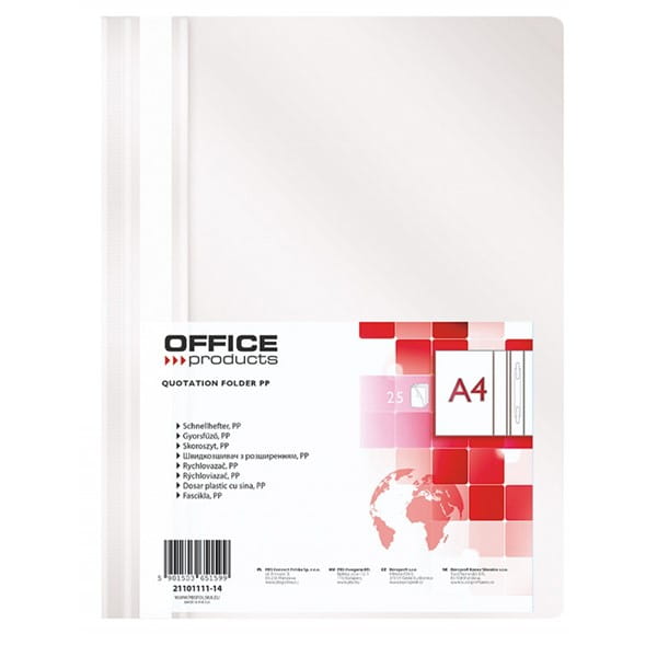 Skoroszyt zwykły A4 miękki OFFICE PRODUCTS biały /21101111-14/