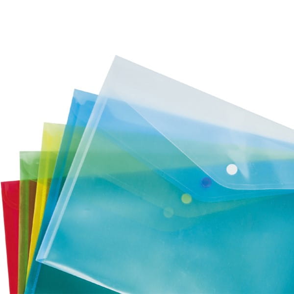 Teczka kopertowa na zatrzask A4 TAURUS PP transparentna czerwona /21613/