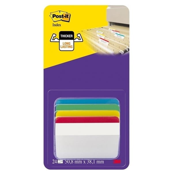 Zakładki indeksujące 50,8x38,1mm PP 4x6szt. 3M POST-IT 686-A1 wygięte 24szt. /3M-70005227346/