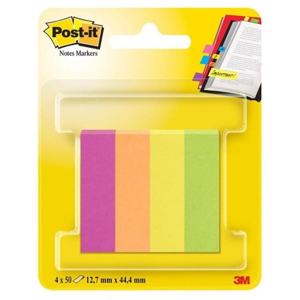 Zakładki indeksujące 12,7x44,4mm papierowe 4x50szt. 3M POST-IT 670-4CA-EU mix kolorów /3M-70005246544 /