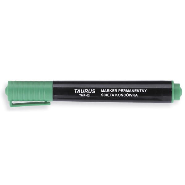 Marker permanentny ścięty TAURUS zielony /TMP-02/