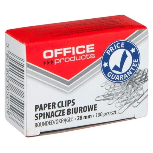 Spinacze okrągłe OFFICE PRODUCTS 28mm 100szt. srebrne /18082815-19/