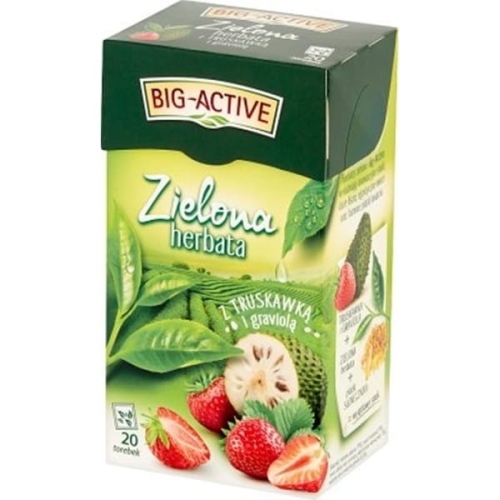 Herbata zielona ekspresowa truskawka i graviola BIG ACTIVE 20szt.