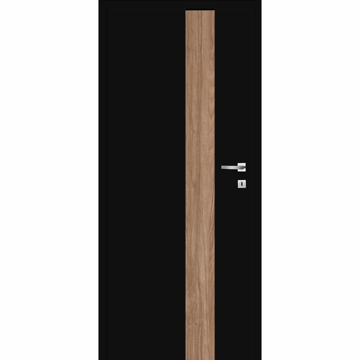 Drzwi wewnętrzne bezprzylgowe pełne Tula Uni Black 70 lewe czarne aplikacje orzech karmel Classen 5903442870246