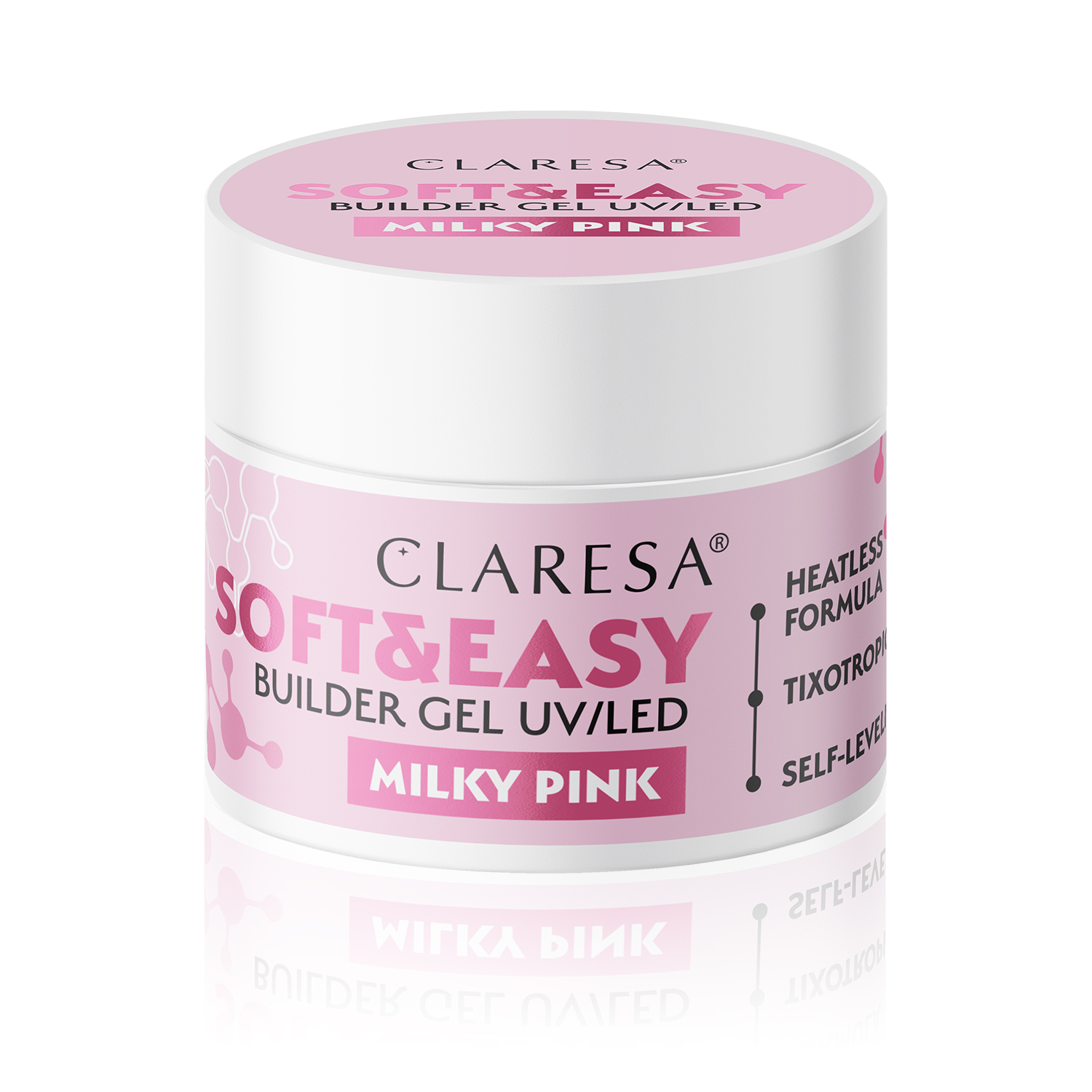 Claresa, Żel budujący, SOFT&EASY BUILDER GEL MILKY PINK, 90g