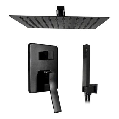 Rea P0369 Zestaw natryskowy podtynkowy z bateri$298 deszczownic$299 i ramieniem $300ciennym s$301uchawk$302Sonic Black czarny