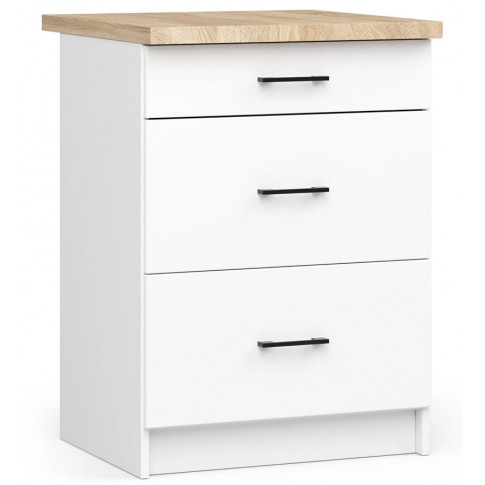 Biała Dolna Szafka Kuchenna Z Szufladami 60 Cm T0-D59