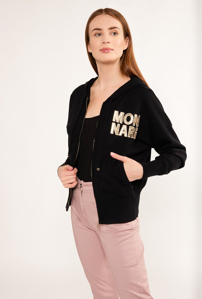 Dzianinowy sweter z kapturem - Monnari