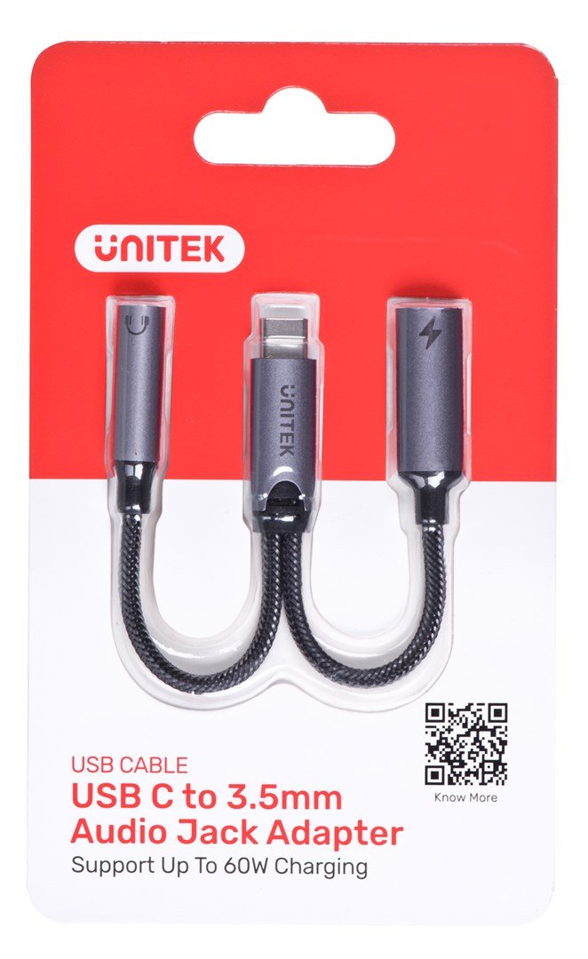 Unitek M205A USB-C-minijack 3,5mm i USB-C 60W
