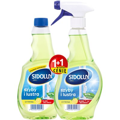 Sidolux Crystal Lemon Płyn Do Szyb 500Ml + Zapas 500Ml