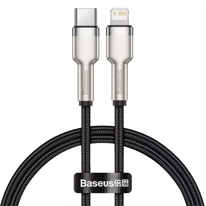 Kabel USB-C do Lightning Baseus Cafule, PD, 20W, 0,25m (czarny)