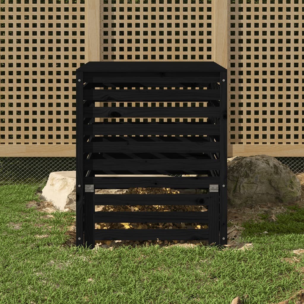 Kompostownik, czarny, 82,5x82,5x99,5 cm, lite drewno sosnowe Lumarko!