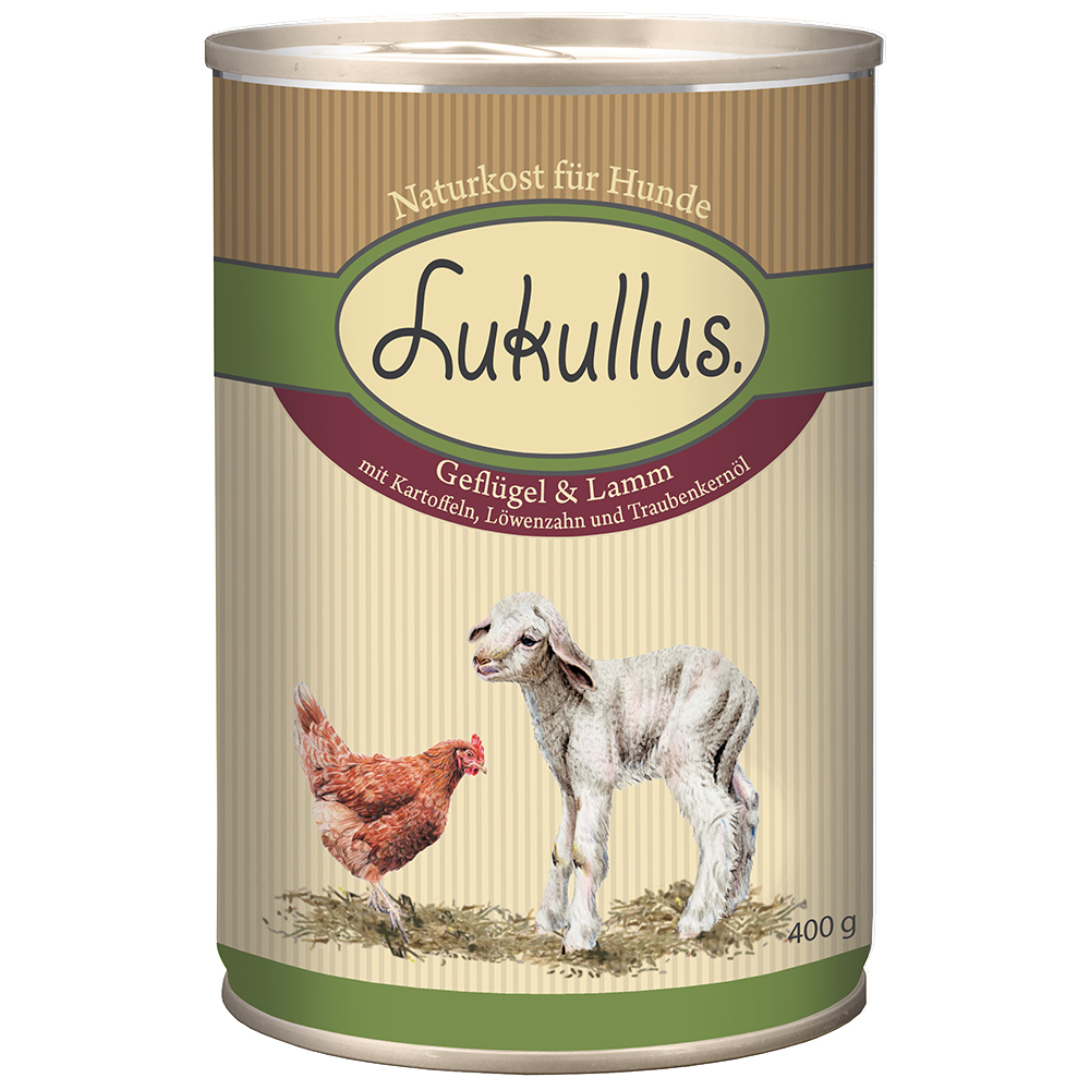 Lukullus Natural, 1 x 400 g - Drób i jagnięcina (bez zbóż)