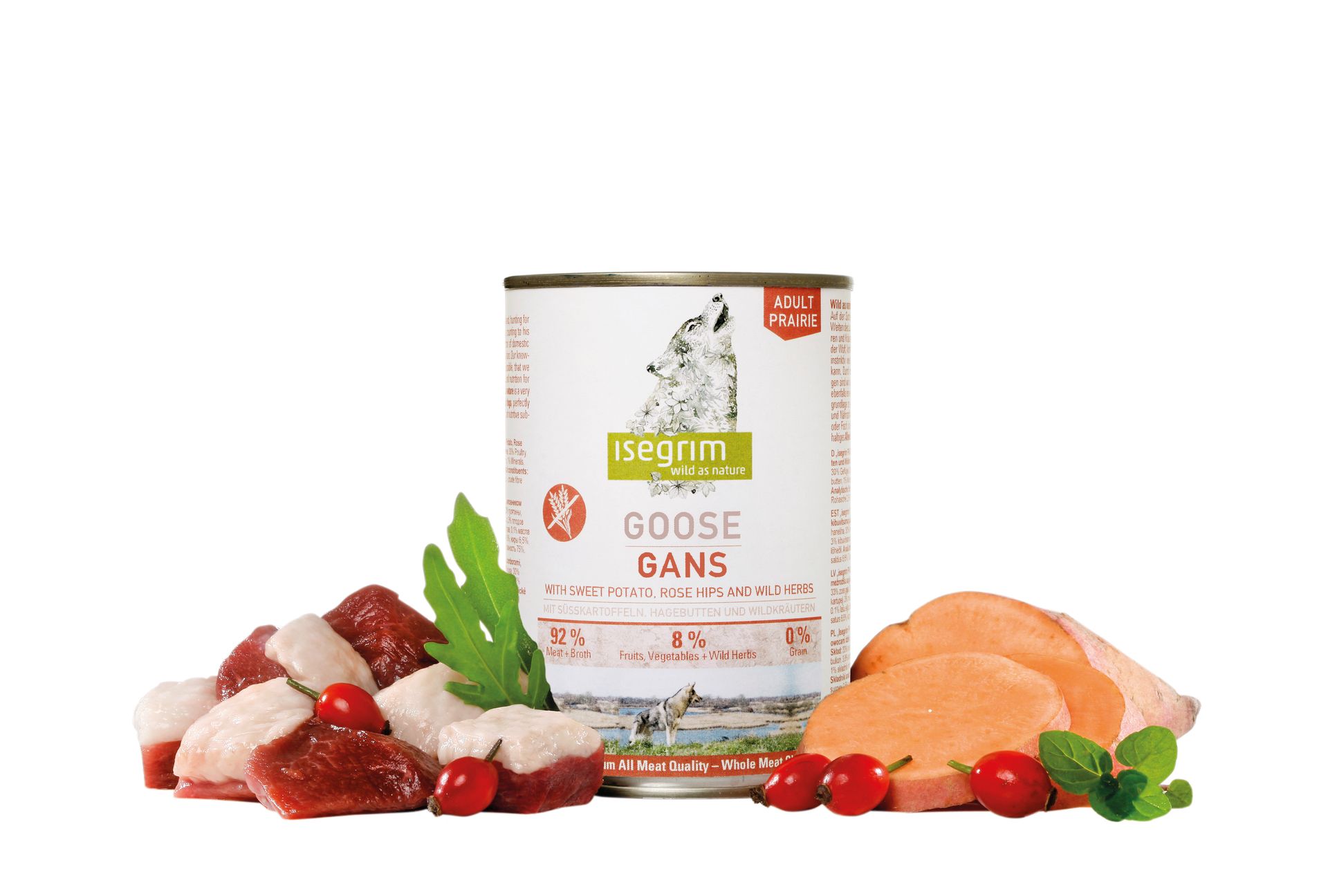 Isegrim Adult, 6 x 400 g - Gęś ze słodkimi ziemniakami, owocami dzikiej róży i dzikimi ziołami
