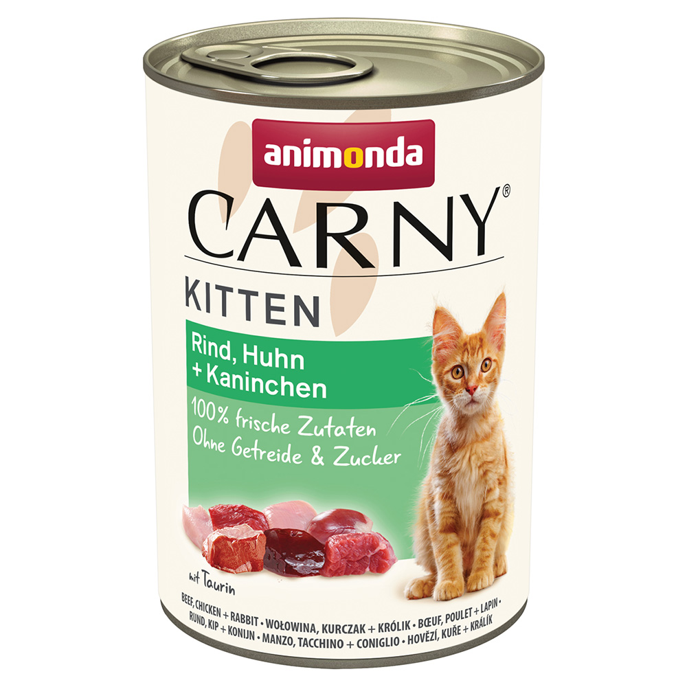 Animonda Carny Kitten, 12 x 400 g - Wołowina, kurczak i królik