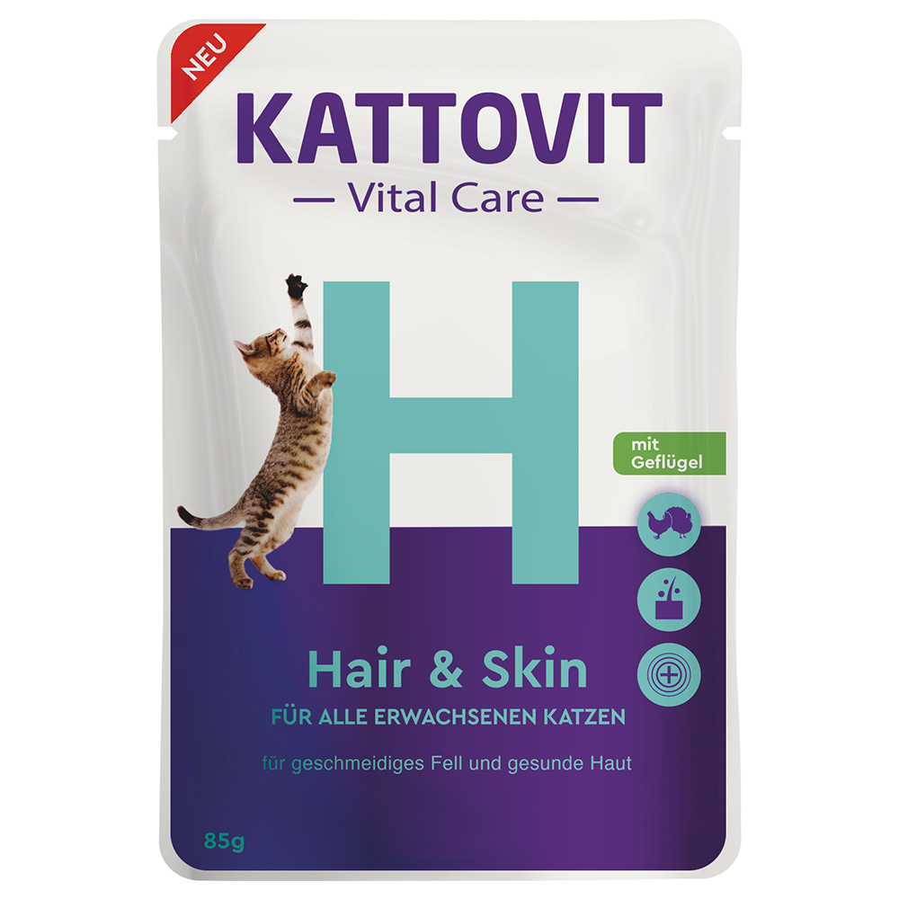 Kattovit Vital Care Hair & Skin, saszetki z drobiem - 6 x 85 g