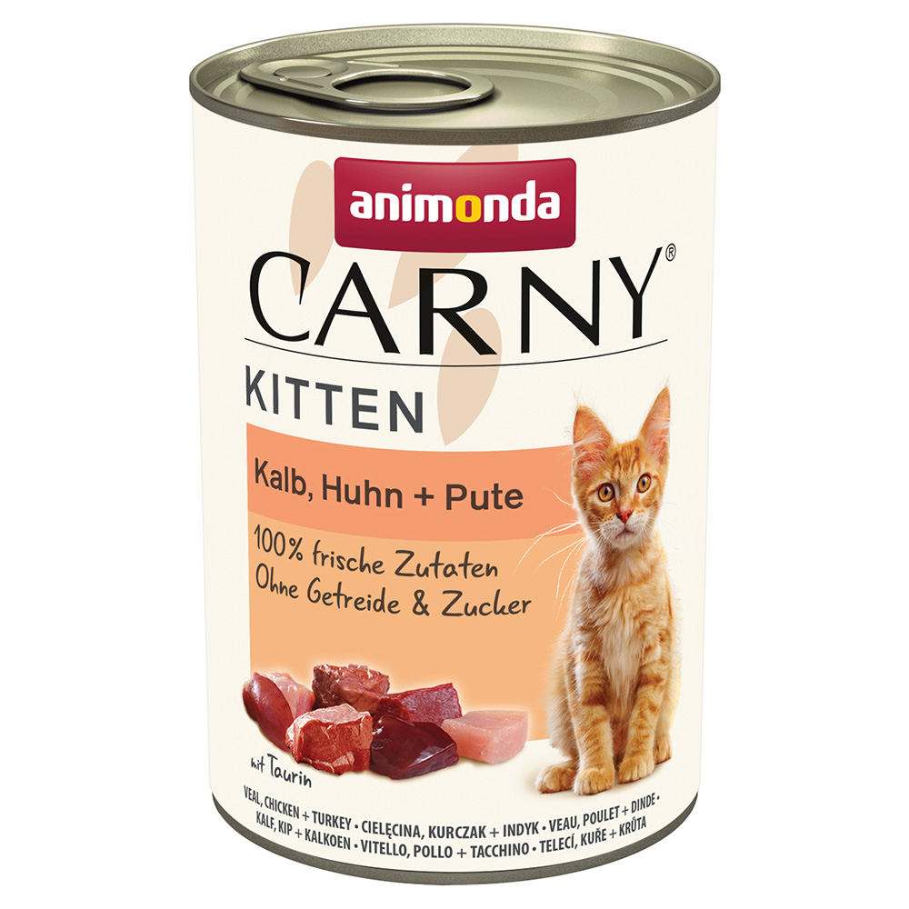 Animonda Carny Kitten, 12 x 400 g - Cielęcina, kurczak i indyk