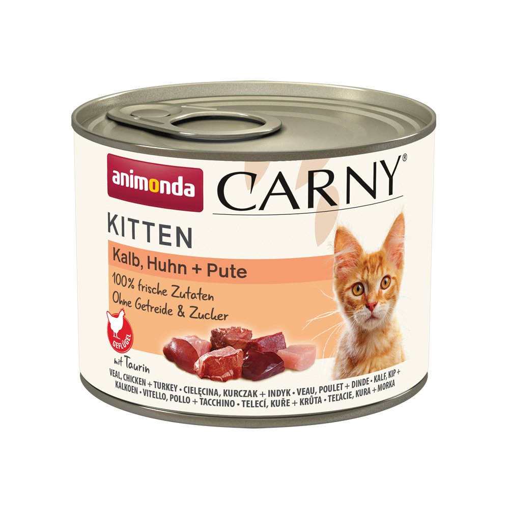 Megapakiet Animonda Carny Kitten, 24 x 200 g - Cielęcina, kurczak i indyk