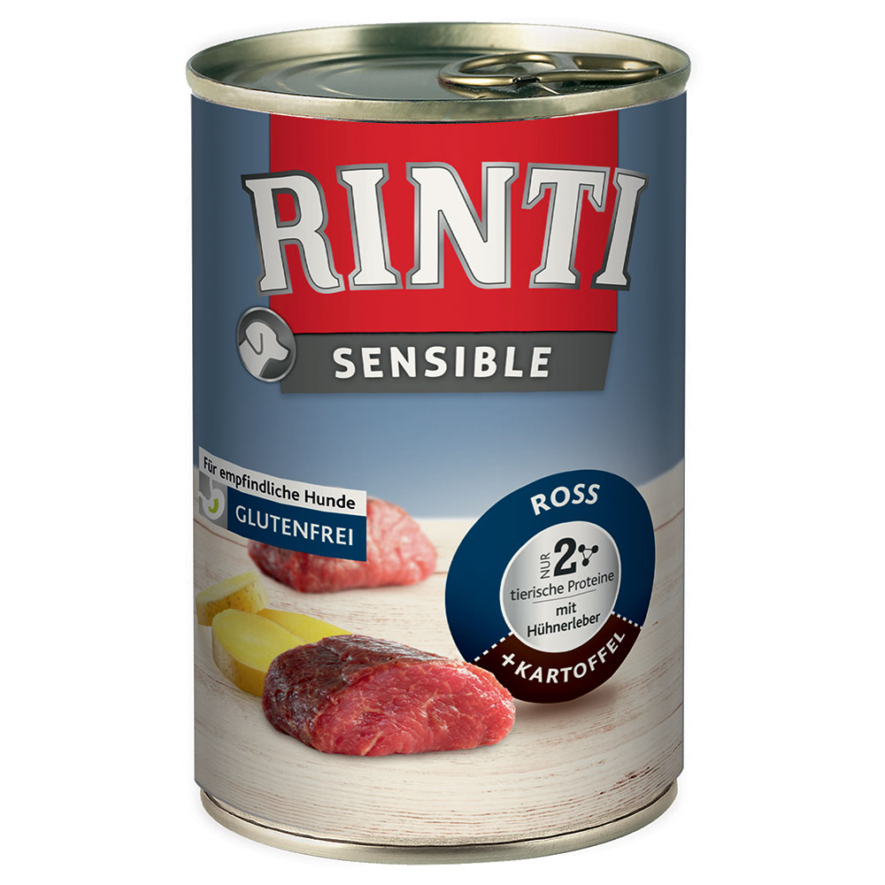 RINTI Sensible, 6 x 400 g - Konina i wątróbka drobiowa z ziemniakami