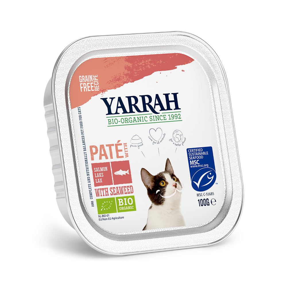 Yarrah Bio Pâté, 6 x 100 g - Łosoś z bioalgami morskimi