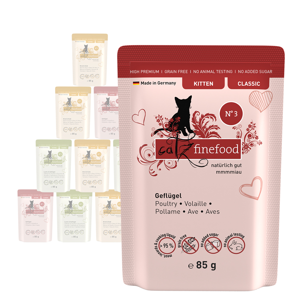 catz finefood Kitten, 12 x 85 g - Mix (3 smaki) - 12 x 85 g