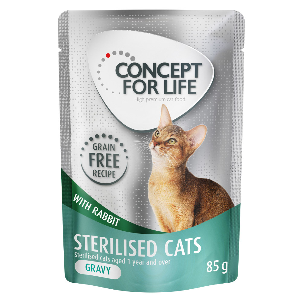 Concept for Life Sterilised Cats w sosie, królik - bez zbóż - 12 x 85 g