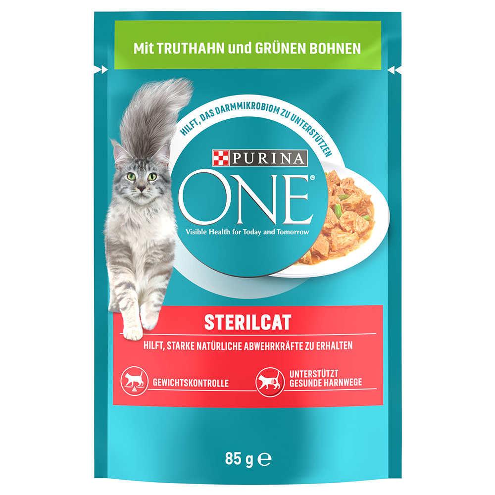 Purina ONE Sterilised - Indyk z zieloną fasolką, 52 x 85 g