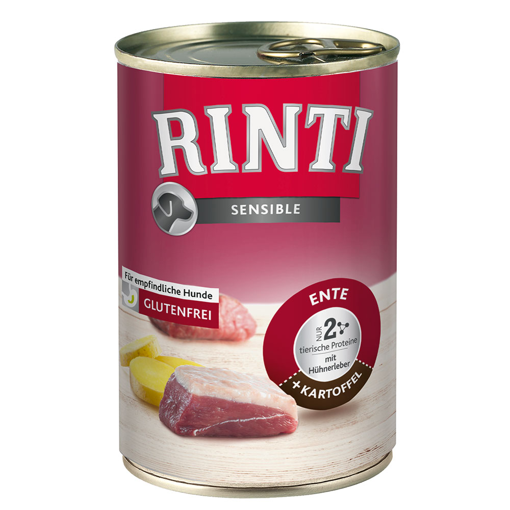 RINTI Sensible, 6 x 400 g - Kaczka i wątróbka drobiowa z ziemniakami