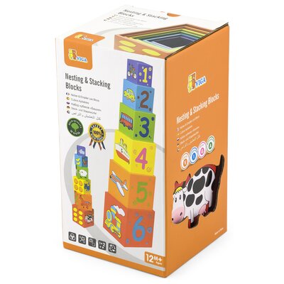 VIGA Drewniana piramida edukacyjna jedno w drugie 59461