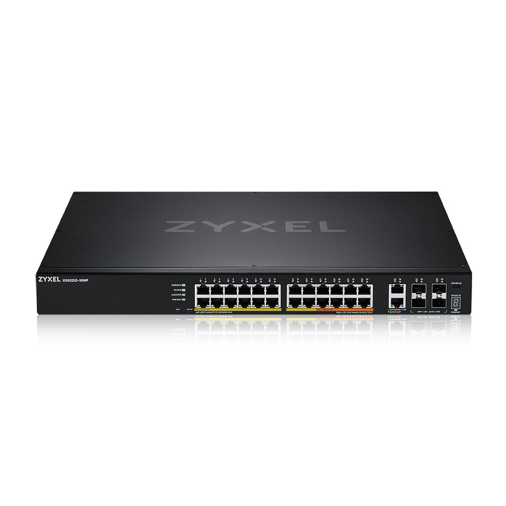 XGS2220-30HP, L3 Access Switch, 400W PoE, 16xPoE+/10xPoE++, 24x1G RJ45