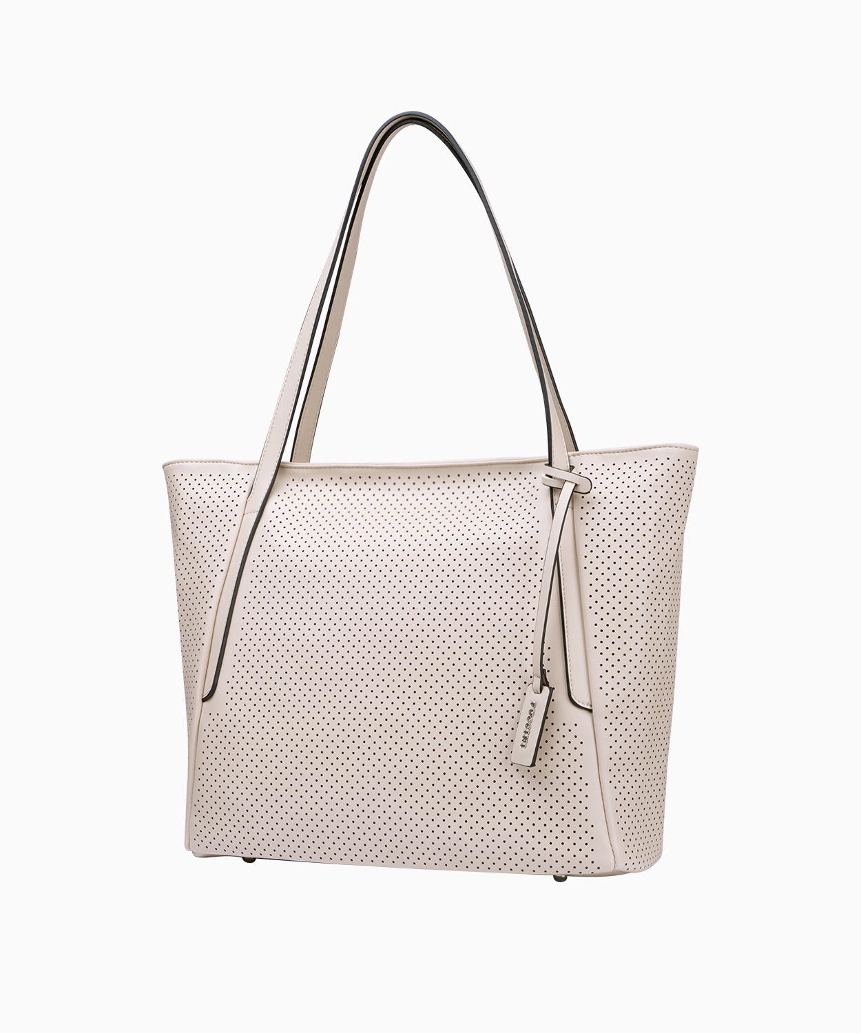 PUCCINI Torebka typu shopper z ozdobnym brelokiem beżowa